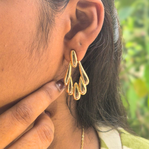 Radiant Teardrop Cascade Earrings – Bold Gold Statement