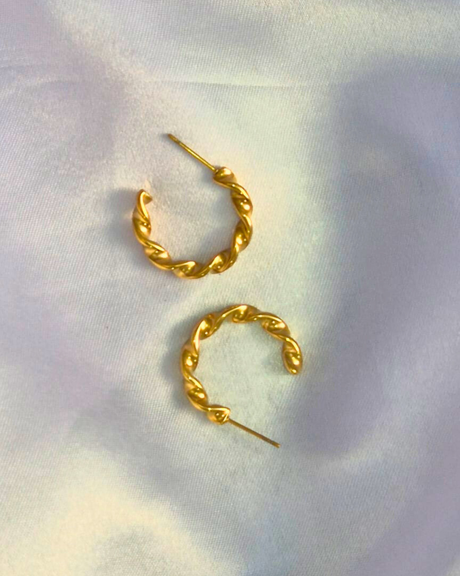 Golden Twist Sculptural Hoop Earrings