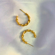 Golden Twist Sculptural Hoop Earrings