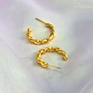 Golden Twist Sculptural Hoop Earrings