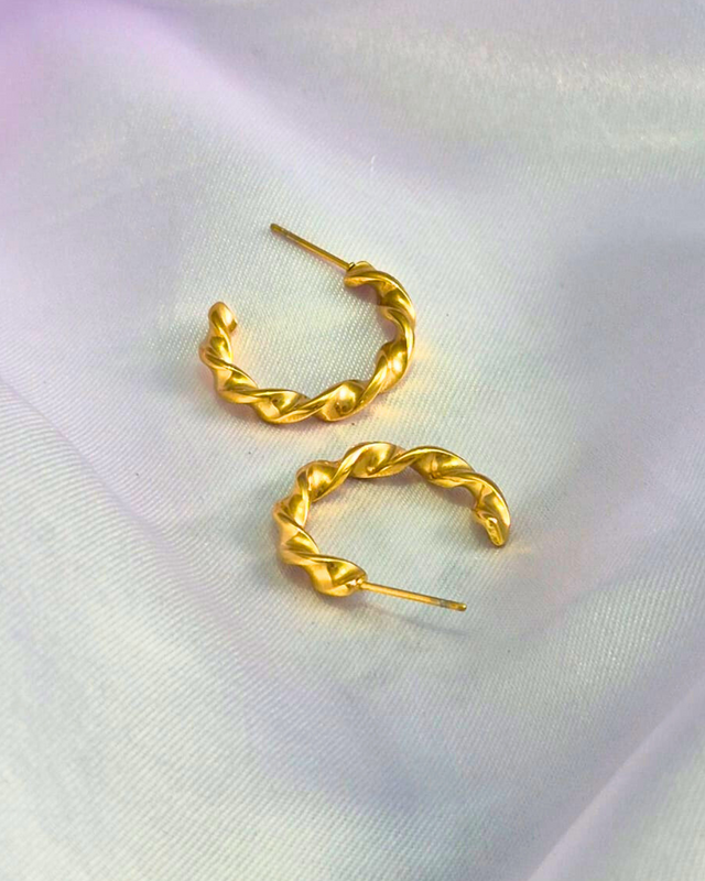 Golden Twist Sculptural Hoop Earrings