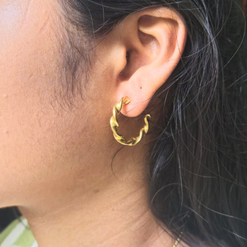 Golden Twist Sculptural Hoop Earrings