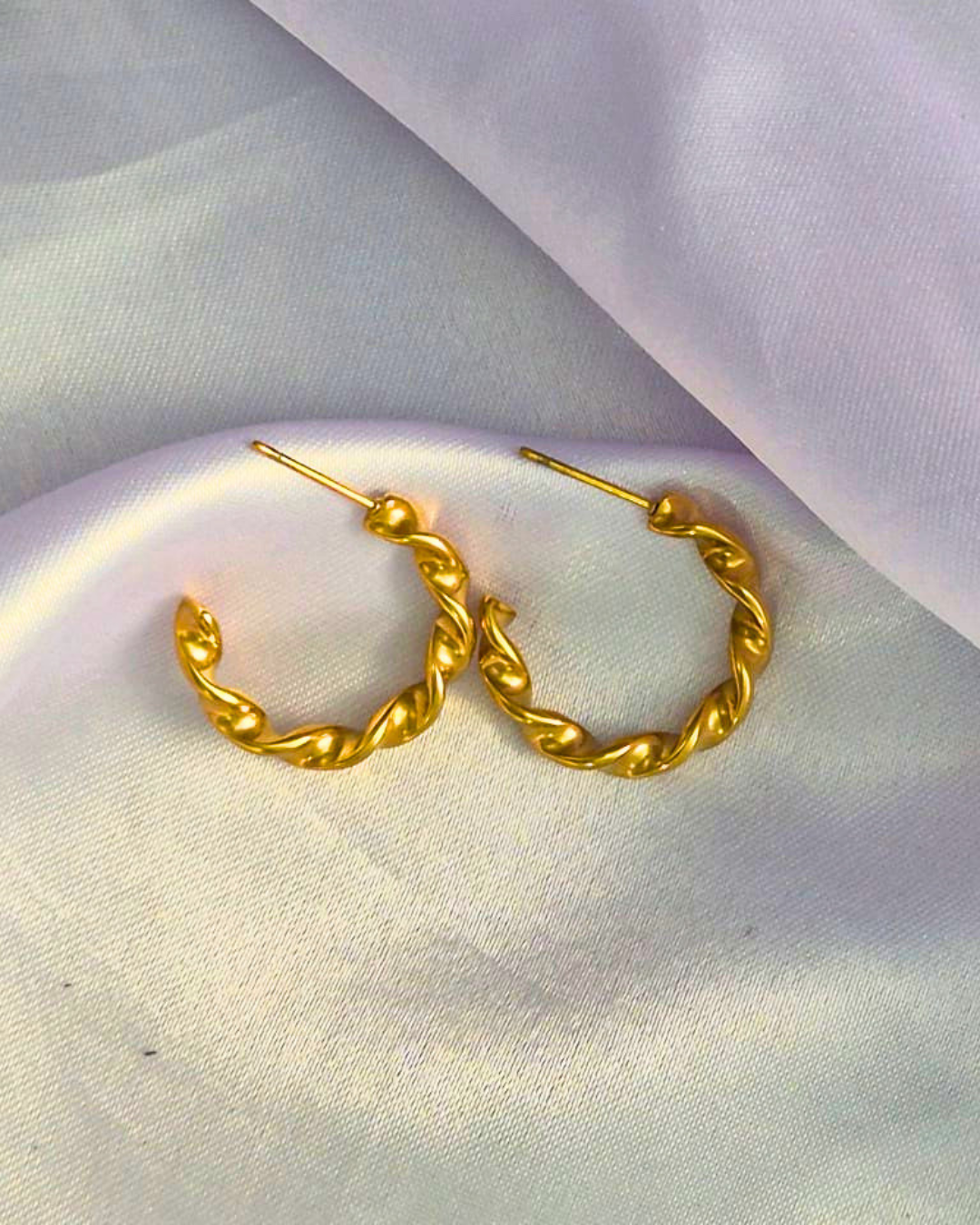 Golden Twist Sculptural Hoop Earrings