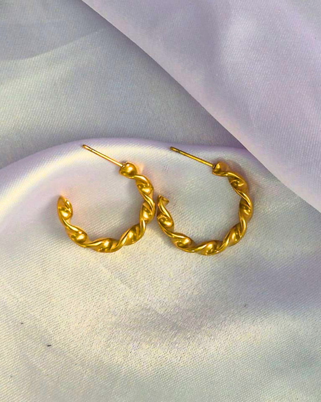Golden Twist Sculptural Hoop Earrings