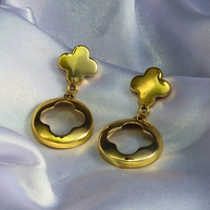 Golden Clover Drop Earrings — Modern Elegance