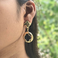 Golden Clover Drop Earrings — Modern Elegance