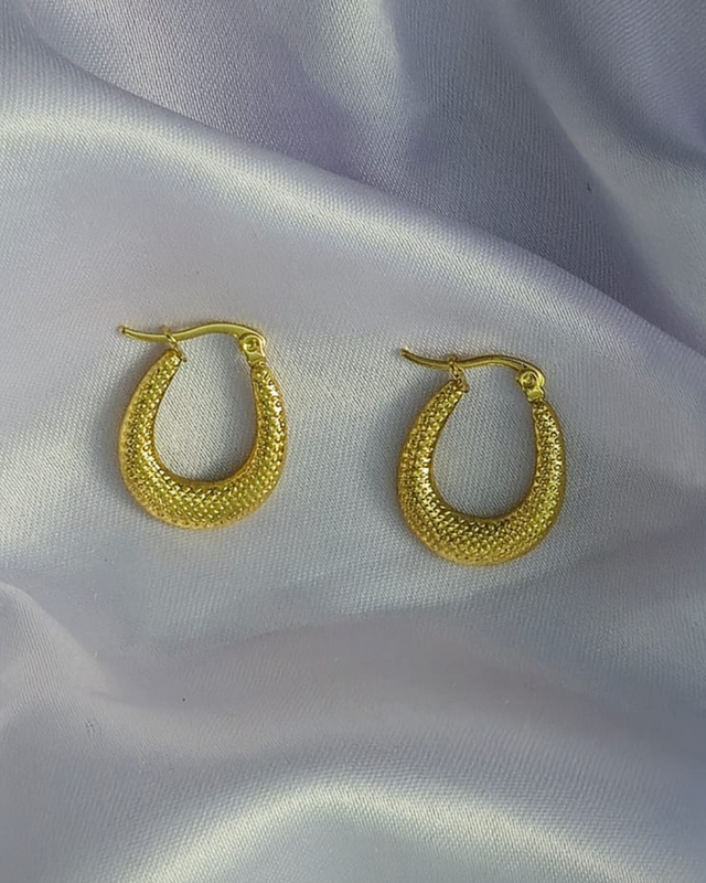Golden Mirage Textured Hoop Earrings