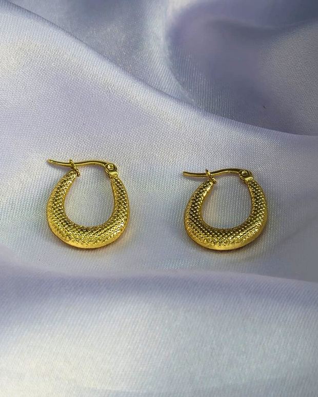 Golden Mirage Textured Hoop Earrings