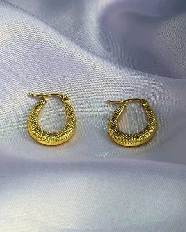 Golden Mirage Textured Hoop Earrings