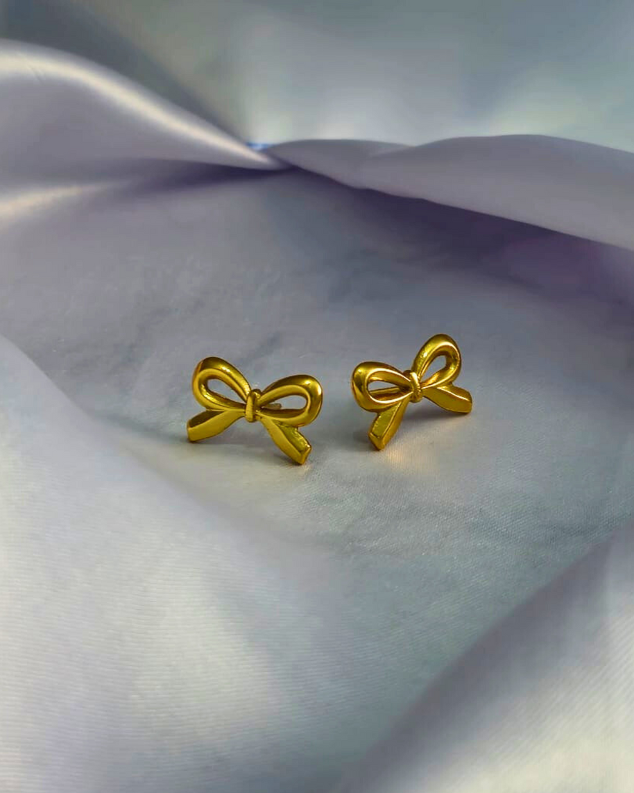 Golden Bow Knot Stud Earrings — Playful Elegance