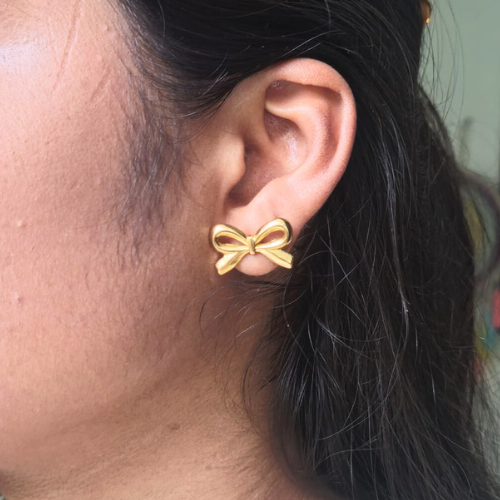 Golden Bow Knot Stud Earrings — Playful Elegance
