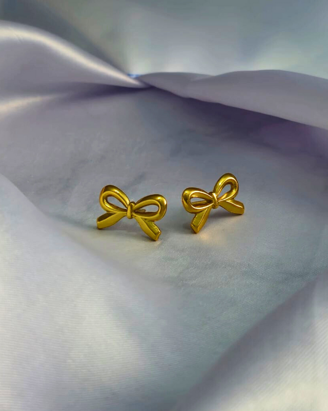 Golden Bow Knot Stud Earrings — Playful Elegance