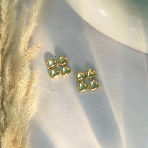 Mint Clover Heart Studs – Fresh Charm, Everyday Grace