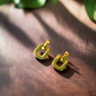 Bold Buckle Gold Earrings – Sleek & Sculptural Statement